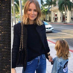 ANINE BING Raw Edge Navy TWEED JACKET Size Medium